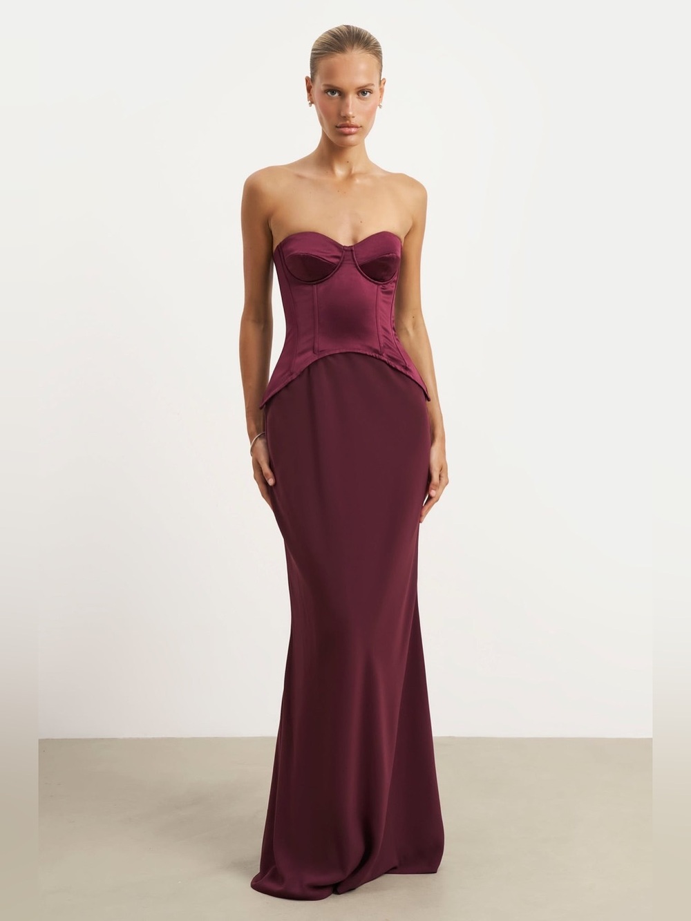 Satin Corset Gown w Sweetheart Neckline